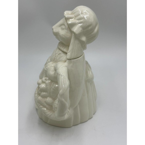 Vtg Bunny Rabbit Teapot White Ceramic Lid 9" Signed Collectible Cottage Core - Picture 2 of 10